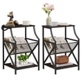 thumbnail image 1 of VECELO Set of 2 Side Tables for Living Room, Industrial End Table Bedside with Magazine Rack, Black, 1 of 10