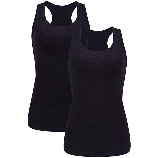 Charmo Camisole en Coton pour Femme avec Soutien-Gorge Intégré Débardeur Extensible sous-Maillots Cami 2 Paquets