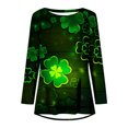 thumbnail image 4 of QIPOPIQ Chemises à Manches Longues pour Femmes Col Rond T-Shirts de la Saint-Patrick Tunique T-Shirt Imprimé Shamrock T-Shirt Vert Chanceux Chemises Tops St Patricks Day Col Rond Chemises de Vacances Offres, 4 of 5