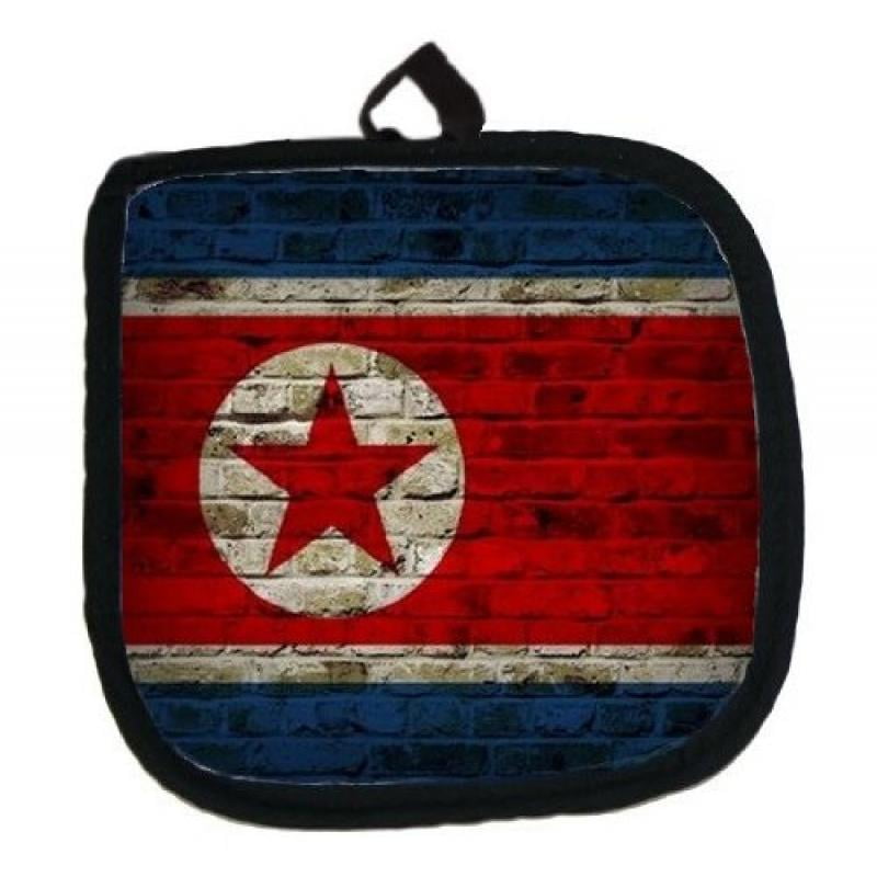 North Korea Flag Brick Wall Design Kitchen Pot Holder