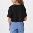 thumbnail image 4 of LADIGASU Girls' Short Sleeved Crop Top Children's able Round Neck Short Sports T-shirt Medium And Large Children's Loose T-shirt, 4 of 9