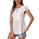thumbnail image 4 of BLUSA DE VERANO PEPLUM CON MANGAS CORTAS DE CROCHET Y LAZO EN EL CUELLO PARA MUJERES INSPIRE CHIC TAMAÑO XS BLANCA, 4 of 6