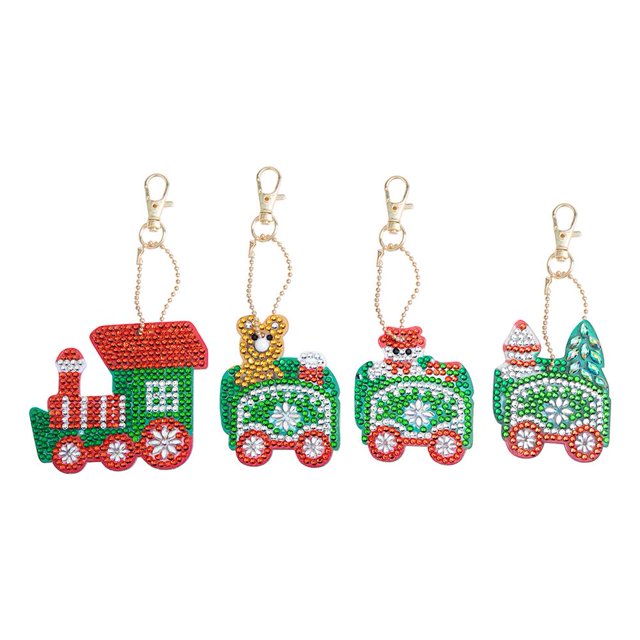 4 piezas DIY completo taladro especial en forma de diamante pintura Navidad llaveros bolso FLhrweasw Nuevo