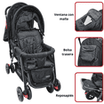thumbnail image 3 of Carriola Doble para Bebés Gemelar Plegable con Asientos Reclinables Apta desde 0 Meses Soporta hasta 32 kg - Negro, 3 of 7