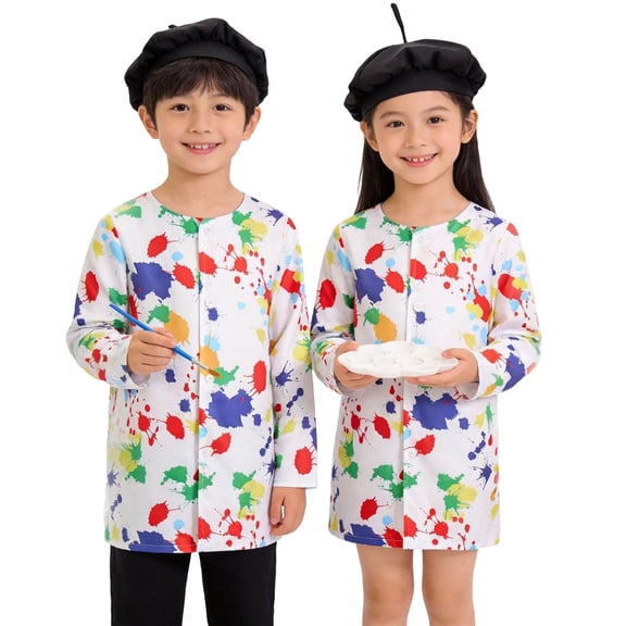 Ticikt Kids Art Smock,Waterproof Painting Apron Artist Smocks Long Sleeves Role Play Dress Up,Color:Multicolour,Size:10-14 Years