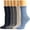 blue-grey-cream-dark grey-navy-black, variant on 6 Pack Womens Crew Socks,Size 6-11,Casual Knit Cotton Comfy Breathable Cool Dress Socks for Women On Birthday Valentine's Day Christmas Gift (blue+beige+dark grey++camel+navy+black)