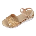 thumbnail image 5 of Rokment Womens Ethnic Bohemian Platform Wedge Dressy Sandals Beach Colorful Leather Comfortable Breathable Linen Height Increasing Espadrilles High Heels Dress Summer Shoes Light Yellow Size 9.5, 5 of 6