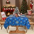 thumbnail image 4 of Christmas Tablecloth 60×120 Inch Gold Snowflake Rectangle Table Cloth Buffalo Plaid Holiday Tablecloth, Waterproof Winter Xmas Table Cover for Party Picnic Dinner, Christmas Decor, Blue, 4 of 6