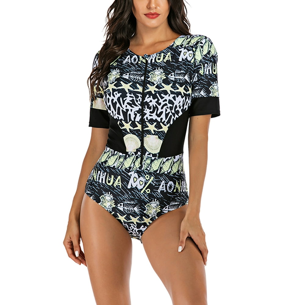 MidTen Juniors Swimsuit Short Sleeve Bathing Suit Beach Wear Cover