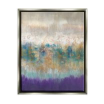 Stupell Industries Elegant Purple Grey Gold Brush Stroke Abstract Painting Luster Gray Framed Floating Canvas Wall Art, 24x30, by K. Nari
