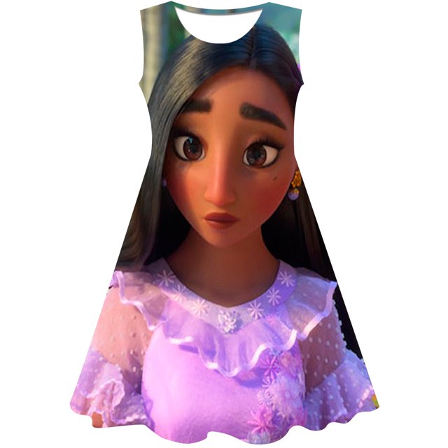 2023 año niñas Magic full house princesa vestido niños verano dibujos animados Disney 3D estampado cumpleaños Magic full house princesa Dress8T Gao Jinjia LED