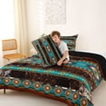 thumbnail image 4 of jejeloiu Southwestern Geometric Full Size Comforter Sets,Cowhide Pattern Bedding Comforter Set For Boys,Turquoise Brown,Black Reversible,3 Pieces,1 Comforter and 2 Pillowcases, 4 of 7