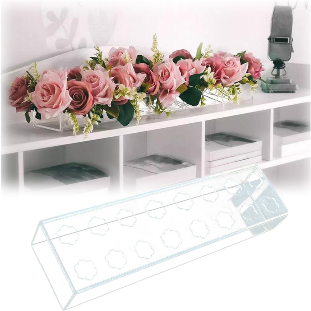 Flower Vase Clear Acrylic Long Rectangular 11.8 Inches Floral