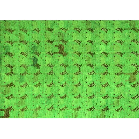 Ahgly Company Indoor Rectangle Abstract Green Modern Area Rugs, 8' x 10'