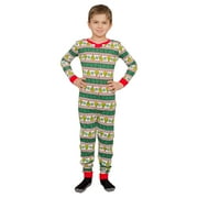 Grinch Family Faces Christmas Green and White Kids Pajama Union Suit