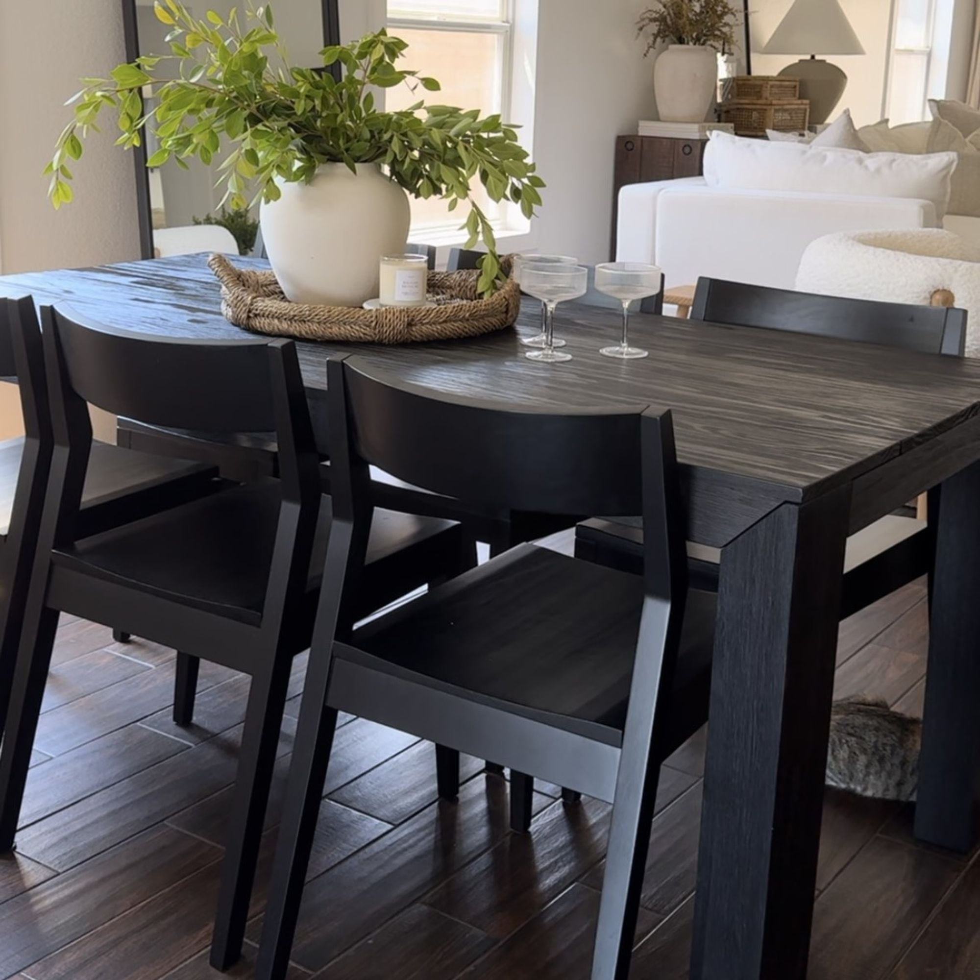 Plank+Beam 72" Extendable Dining Table, Black Wirebrush
