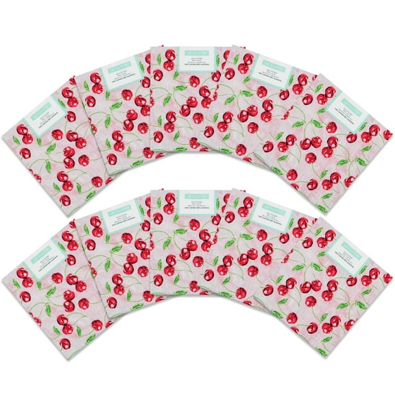 Fabric Editions 18" x 21" 100% Cotton Cherries Precut Sewing & Craft Fabric, Pink 10 Pieces