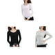 thumbnail image 3 of Minnieouse Ropa interior térmica femenina de manga larga, cómoda camisa de otoño invierno, ropa interior, lencería cálida, camiseta interior Prendas para la parte del cuerpo 2 piezas negro gris L, 3 of 6