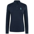 thumbnail image 2 of Women's Levelwear Navy Seattle Mariners Power Insignia 2.0 Quarter-Zip Pullover Top, 2 of 3