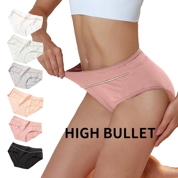 Women's Cotton Underwear High Waist Stretch Briefs Soft Underpants Breathable Ladies Panties GB17 Pink L