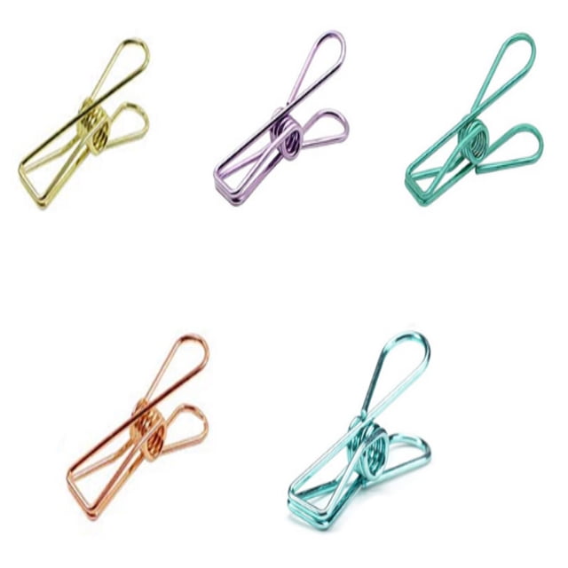 Pinzas para ropa resistentes y multiusos: sujeción fuerte para ropa, toallas, archivos y más, 5 diseños coloridos, pinzas para ropa de metal resistentes al viento, paquete de 20