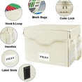 thumbnail image 3 of Fireproof Document Box with Lock,File Storage Organizer with Zipper Pockets,Collapsible Portable File Box Home Office Safe Filing Cabinet with Handle for Hanging Letter/Legal Folders,Beige, 3 of 6