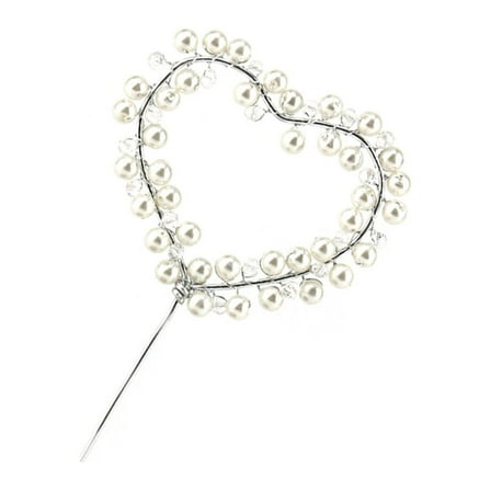 WEUVEB Romantic Silver Heart Cake Topper for Party Cake Decor