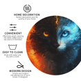 thumbnail image 4 of Pofeuu Red And Blue Fire Cat Print Leather Coasters Set of 6, Round Cups Mugs Mat Pad for Home Kitchen Heat Resistant Drink Coasters,Round Shape, 4 of 7