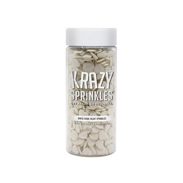 White Pearl Hearts Shaped Sprinkles