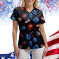 thumbnail image 6 of GEWSEY Scrubs for Women Patriotic Nurse Shirt 4th of July Plus Size V Neck Short Sleeve Scrub Top American Flag Nursing Tops (Black, M), 6 of 8