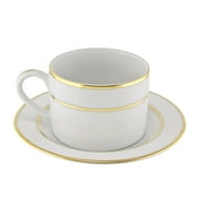 10 Strawberry Street  Gold Double Line Can Cup/ Saucer (Set of 6)