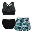 thumbnail image 2 of YONGHS Kids Girls 3-pieces Tropical Rash Guard Tankini Sets Athletic Shorts Bikini Top Surf Swimsuits Lily 16, 2 of 6