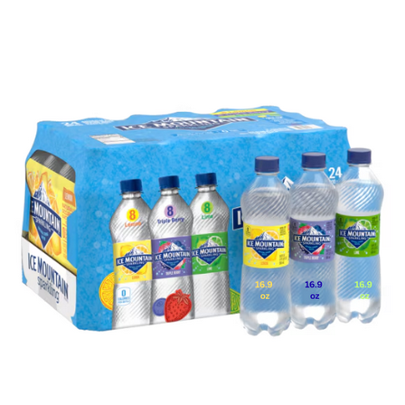 ICE MOUNTAIN Sparkling Water Variety Pack 24 Pack (16.9 fl oz) – Triple Berry, Lemon & Lime, Natural Flavored Sparkling Water