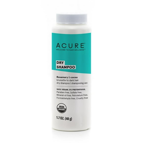 Champú seco Acure para cabello castaño a oscuro, 50 ml, 100% vegano