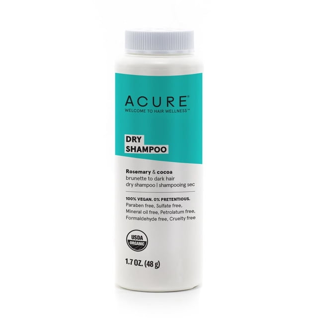 Champú seco Acure para cabello castaño a oscuro, 50 ml, 100% vegano