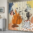 thumbnail image 4 of Shower Curtain for Bathroom Retro Boho Color Block Tropical Desert Waterproof Bath Curtains Shower Curtains with Hooks,Cowboy Boot Hat Leaves Bathroom Curtain Privacy Drapes for Bathtubs 36x72in, 4 of 9