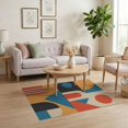 thumbnail image 3 of ODIKA 4'x6' Orange Blue Geometric Elegance in Modern Washable Area Rug Abstract Architectural Motifs for Contemporary for Dorm Room, Small Living Stain Resistant Low Profile, Easy Care, 3 of 7