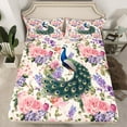 thumbnail image 2 of Castle Fairy Animal Peacock Twin Sheet Sets 3pcs for Teens Female Girls,Chic Floral Flower Twin Fitted Sheet Microfiber,Vintage Aesthetic Breathable Flat Sheet,Ultra Soft Home Decor, 2 of 7
