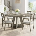 thumbnail image 1 of EDTara 47-Inch Round Large Dining Table, Wooden Kitchen Table Set for 4 to 6, Farmhouse Dinner Table with Wooden Top and Legs for Home Dining Room or Living Room - Grey(Only Table), 1 of 8
