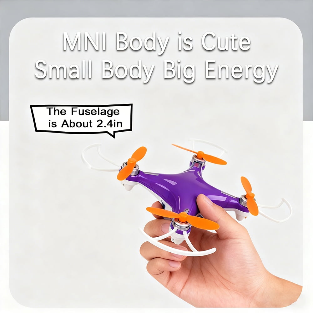 Mini Drone Toy RC Airplane, Stunt Flying Machine with LED Propeller Protection Altitude Hold Quadcopter for Birthday Holiday (Purple)