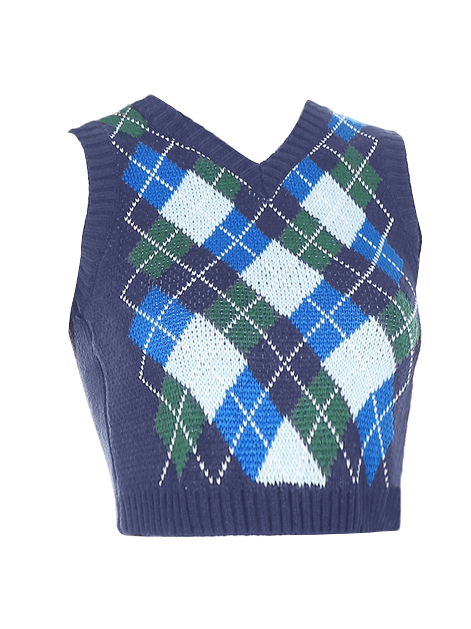 COUTEXYI Woman´s Woolen Sweater Vest Retro Knitted Bare Midriff ...