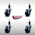 thumbnail image 2 of 3 Inch SS Solid Poly Wheel Swivel 1-1/4 Inch Expanding Stem Caster Set SCC, 2 of 2