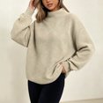 thumbnail image 5 of Xdegoge Women's Mock Neck Oversized Sweater Long Sleeve Textured Chunky Knit Pullover Jumper Fall Winter Casual Knitwear, 5 of 8
