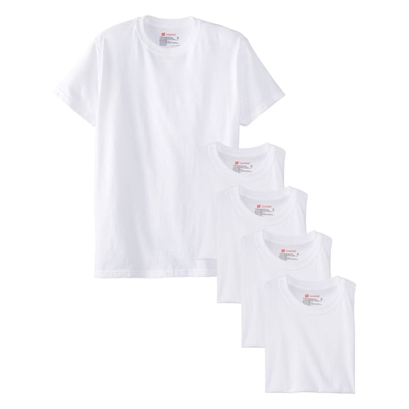 Hanes Men's 5Pack Crew Neck Tagless White Undershirts Crewneck T-Shirts, M