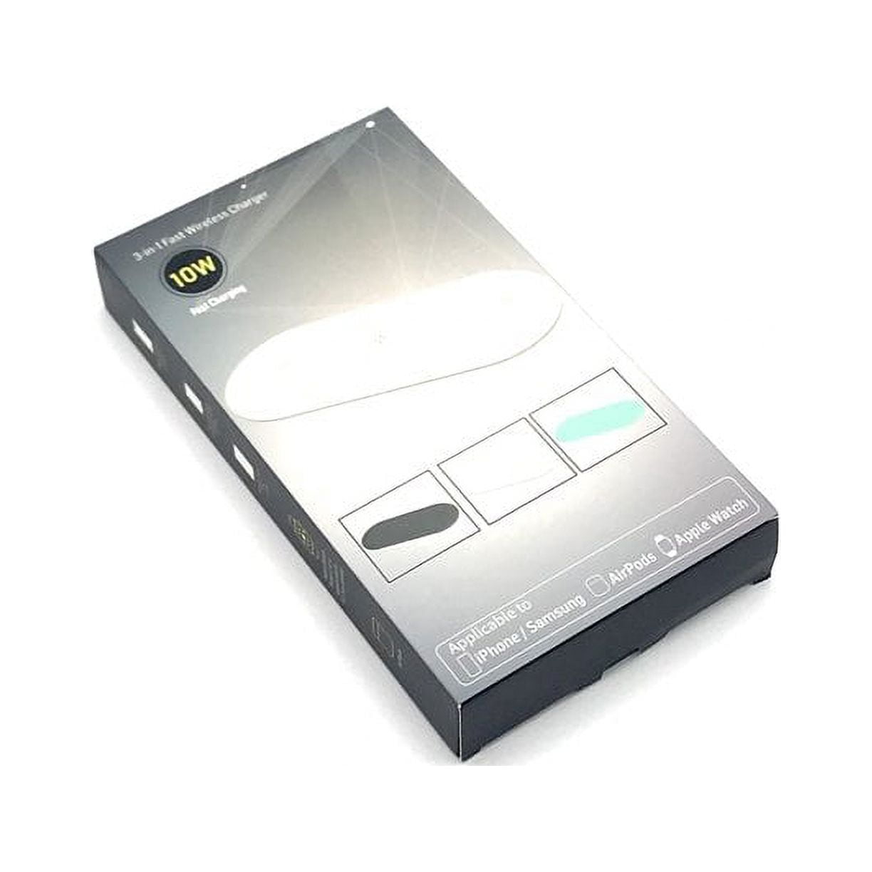 White Flat Wireless 10 Watt Charger 3 in 1 Qi Certified