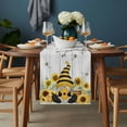 thumbnail image 2 of Gnomes Sunflower Table Runner - 120 Inch Long, Kitchen Dining Table Runner Dresser Scarves, Bees Branches Floral Wooden Farmhouse Decor for Coffee Tables Wedding Party Banquet, 2 of 8