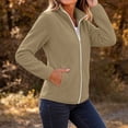 thumbnail image 5 of XUNKUSGA Fleece Jacket Women Lightweight Full Zip Up Jackets for Women with Pockets Soft Polar Warm Long Sleeve Stand Collar Womens Winter Coats Fashion Winter Fall Outerwear Khaki M, 5 of 7