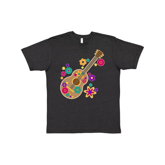 Inktastic Acoustic Guitar with Colorful Flowers T-Shirt