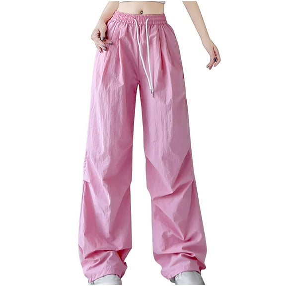 DAFPZW Fashion Parachute Pants Woman Wide Leg Baggy Pants Y2K High Waisted Joggers Sweatpants Hip Hop Oversized Streetwear