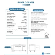 Dukers DUC72F 7225 in Undercounter Commercial Freezer, Stainless Steel